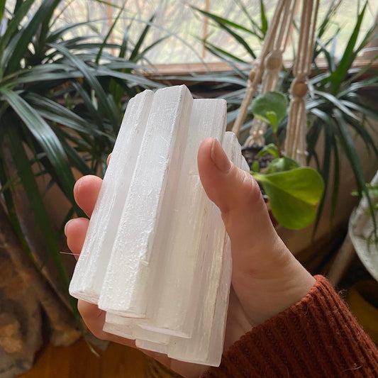 Selenite Crystal Wands (4 inch)  Imported from Morocco